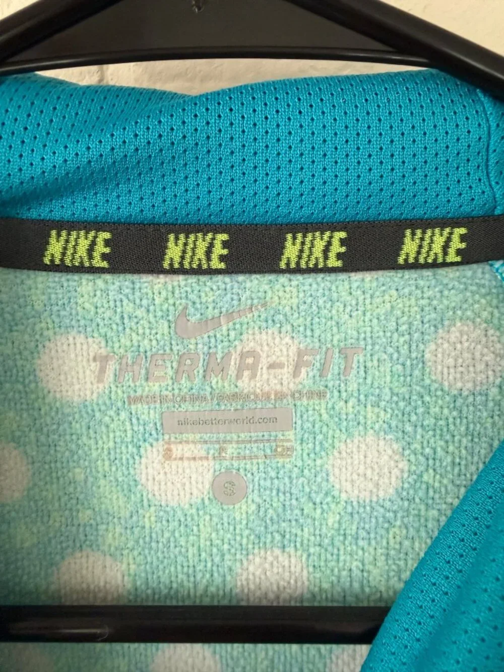 Nike | Girls Therma-FIT Polka Dot Pullover Hoodie | Teal Blue Purple | Small